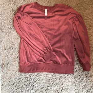 Balloon sleeve rose colored crew neck size small